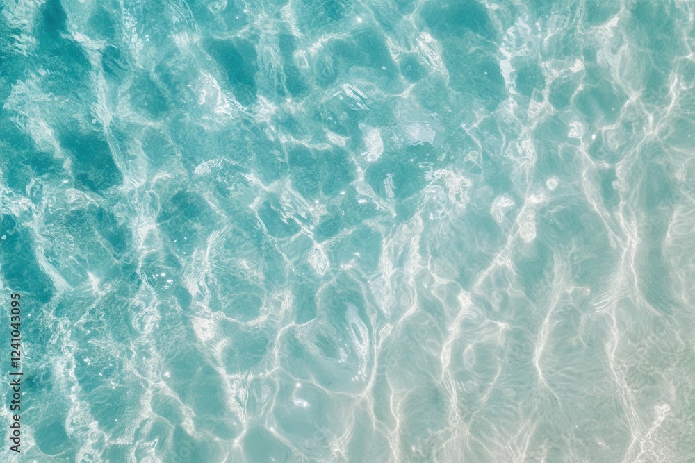 Obraz premium clear turquoise ocean waves glistening under sunlight, creating a serene beach scene with a sense of relaxation and the beauty of coastal life