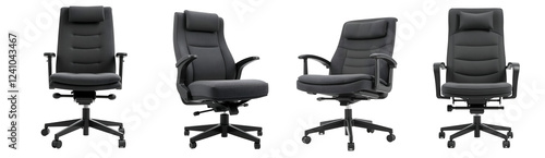 Wallpaper Mural Set of Black office chair isolated on transparent or white background , png Torontodigital.ca