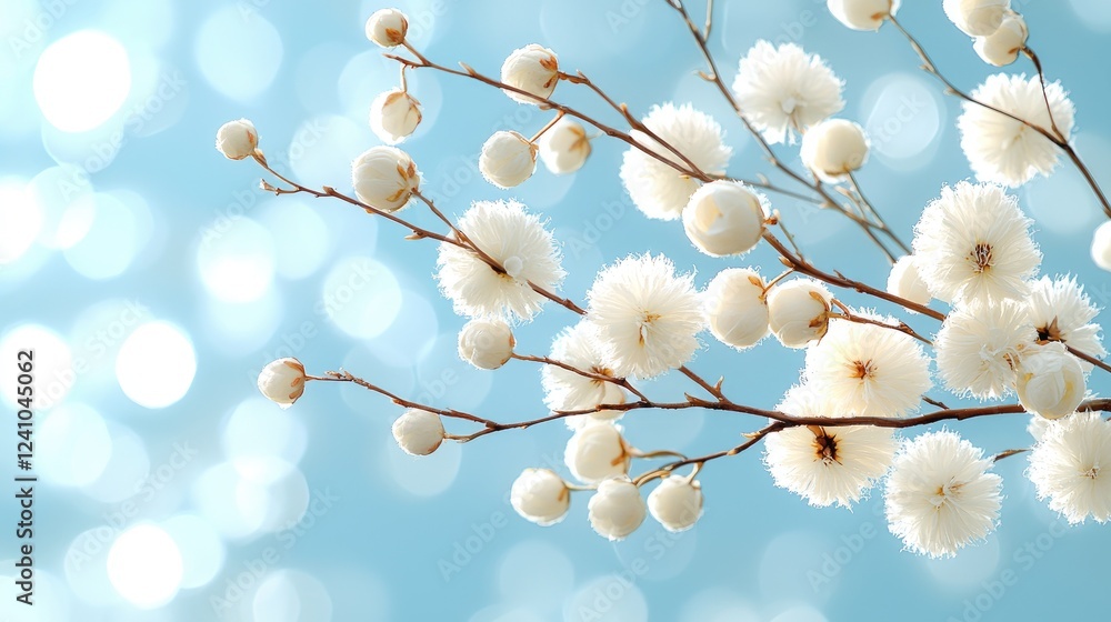 White blossoms spring branch bokeh background, website banner White blossoms spring branch bokeh background, website banner