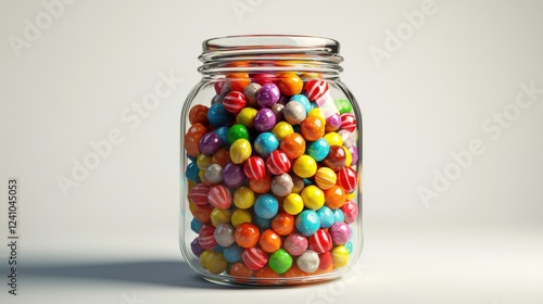 Colorful Candy Jar Filled with Brightly Colored Spheres and Sweet Treats for Delightful Snacking Moments