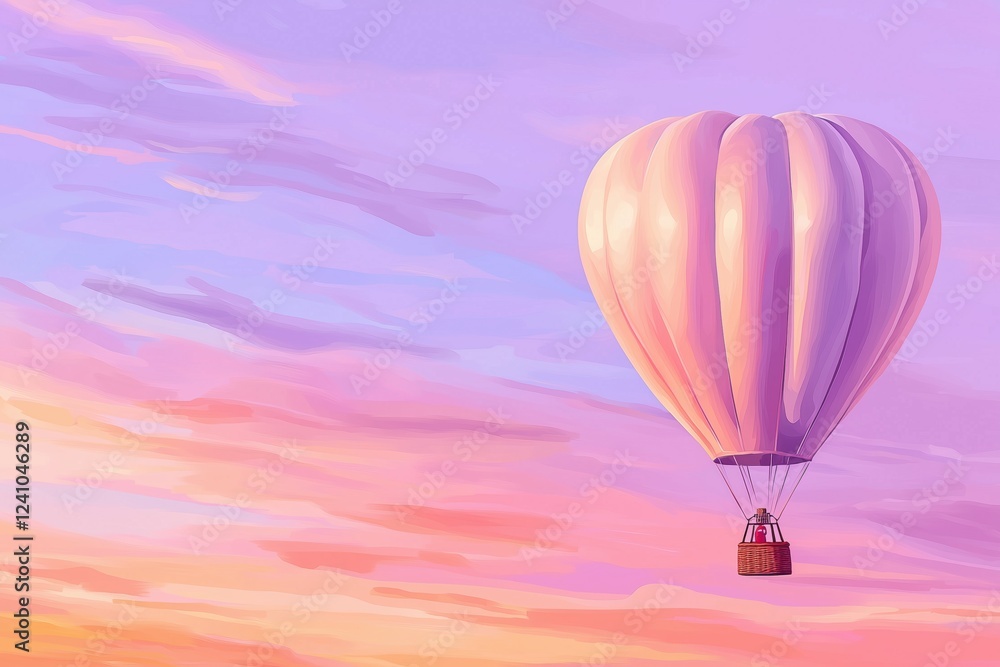 Obraz premium Hot air balloon flying in colorful sky