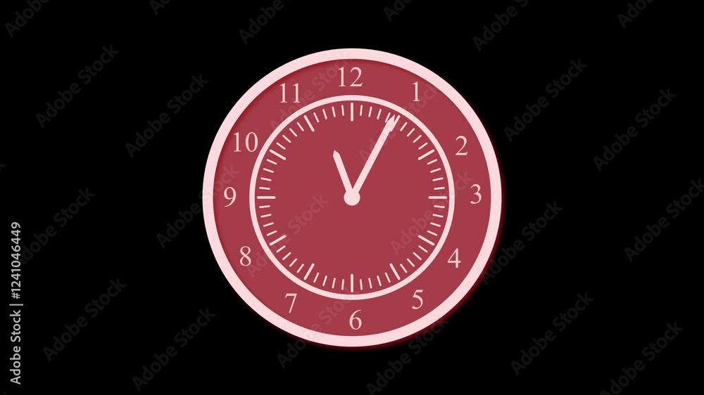 Red 3d analog clock animation, Counting down clock isolated Time counter symbol animation on black background Red 3d analog clock animation, Counting down clock isolated Time counter symbol animation on black background
