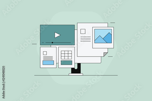 Content Formats for web, Content marketing strategy, Website content, Documents online. Vector illustration concept.