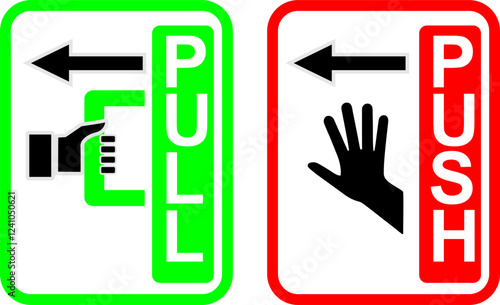 Vector label Sticker pull push on the door 
