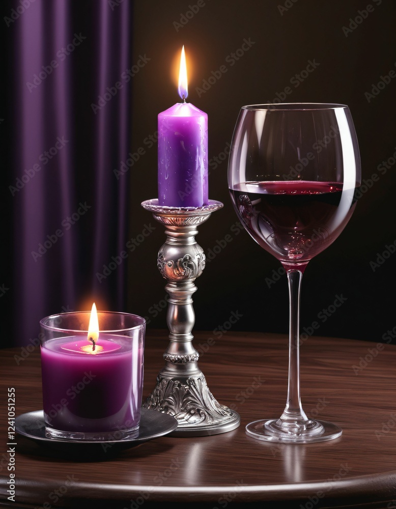 a lit candle and a glass a lit candle and a glass