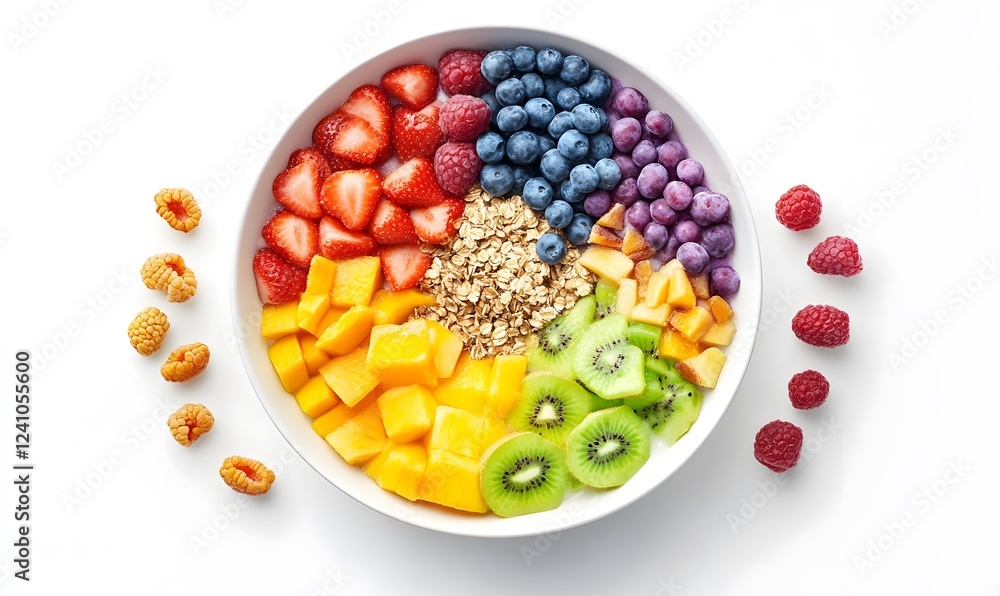 Rainbow fruit and oat bowl breakfast Rainbow fruit and oat bowl breakfast