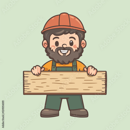 A cute young men holding wood ector illustration 