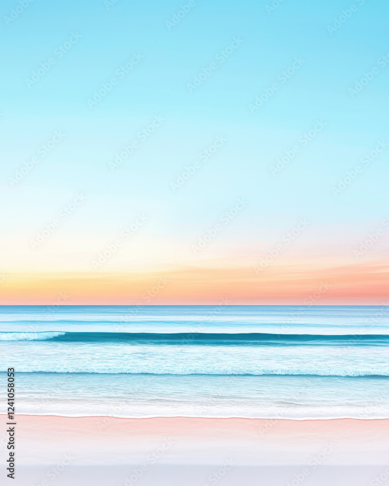 Obraz premium serene sunrise over tranquil ocean, showcasing soft pastel colors