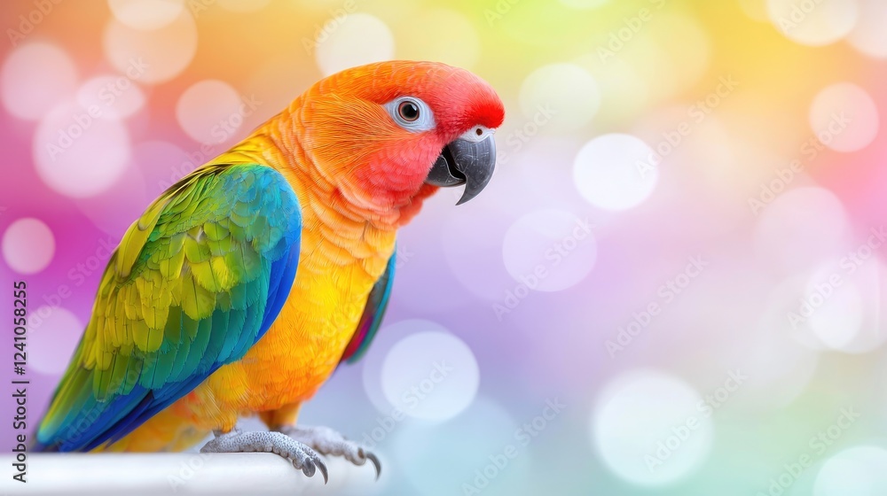 Colorful Parrot Perched, Bokeh Background, Pet, Nature Colorful Parrot Perched, Bokeh Background, Pet, Nature