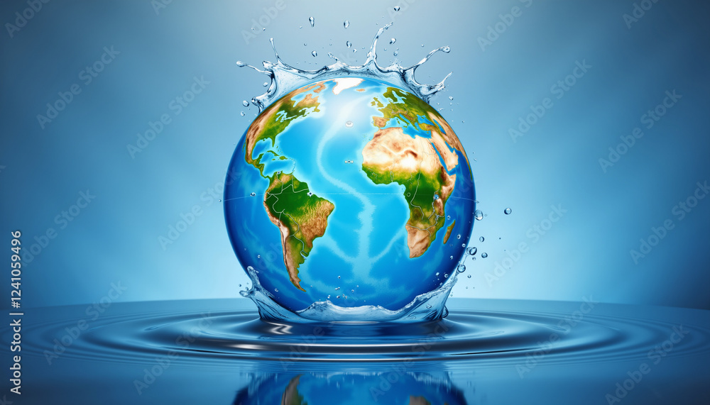 Globe made of water droplets splashing, protect our blue planet Globe made of water droplets splashing, protect our blue planet
