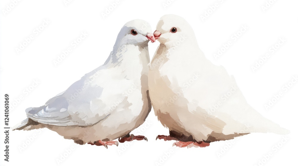 Watercolor of Love Symbol of Two Doves Hand-Drawn Clipart Watercolor of Love Symbol of Two Doves Hand-Drawn Clipart