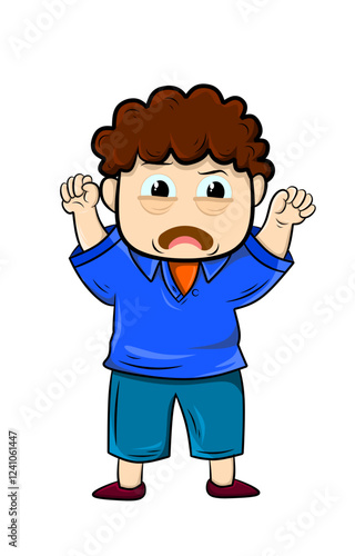 cartoon style emotion emoticon character. Isolated boy avatar with whining expression. Flat illustration of man's emotional face. Hand drawn vector illustration emoticons