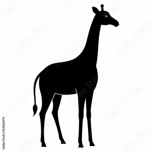 Black Giraffe Silhouette Vector Graphic