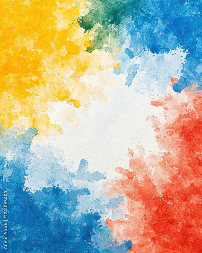 Fototapeta premium Bright abstract painting with vibrant colors of yellow, blue, green, and red