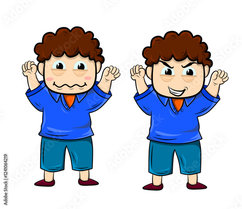 Collection of emoji characters. Cartoon style emotion icon. Isolated boy avatar with different facial expressions. Flat illustration of man's emotional face. Hand drawn vector illustration emoticons