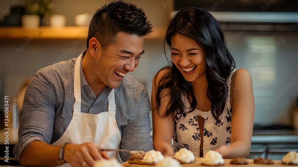 Fototapeta premium Intimate cooking a joyful couples' night