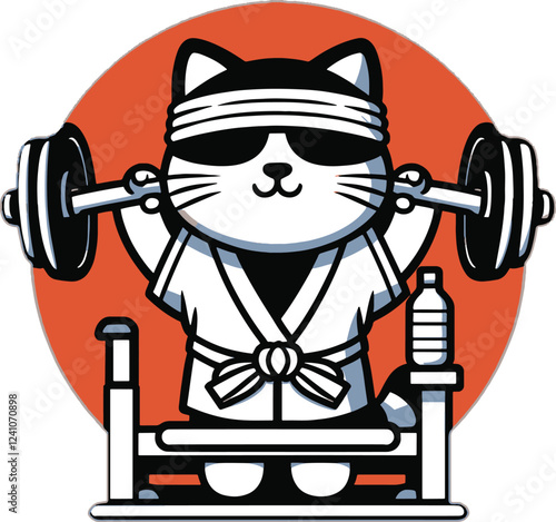 Fitness Cat Bench Press Gym Art :
 
