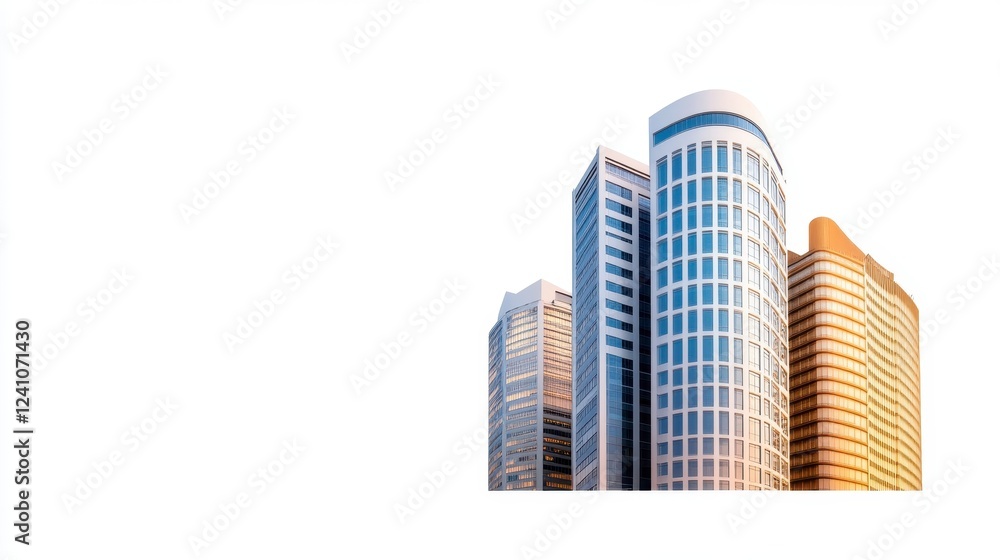 Modern High-Rise Buildings in a Clear Sky: A Contemporary Cityscape Modern High-Rise Buildings in a Clear Sky: A Contemporary Cityscape