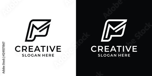 Initial letter PM logo design vector