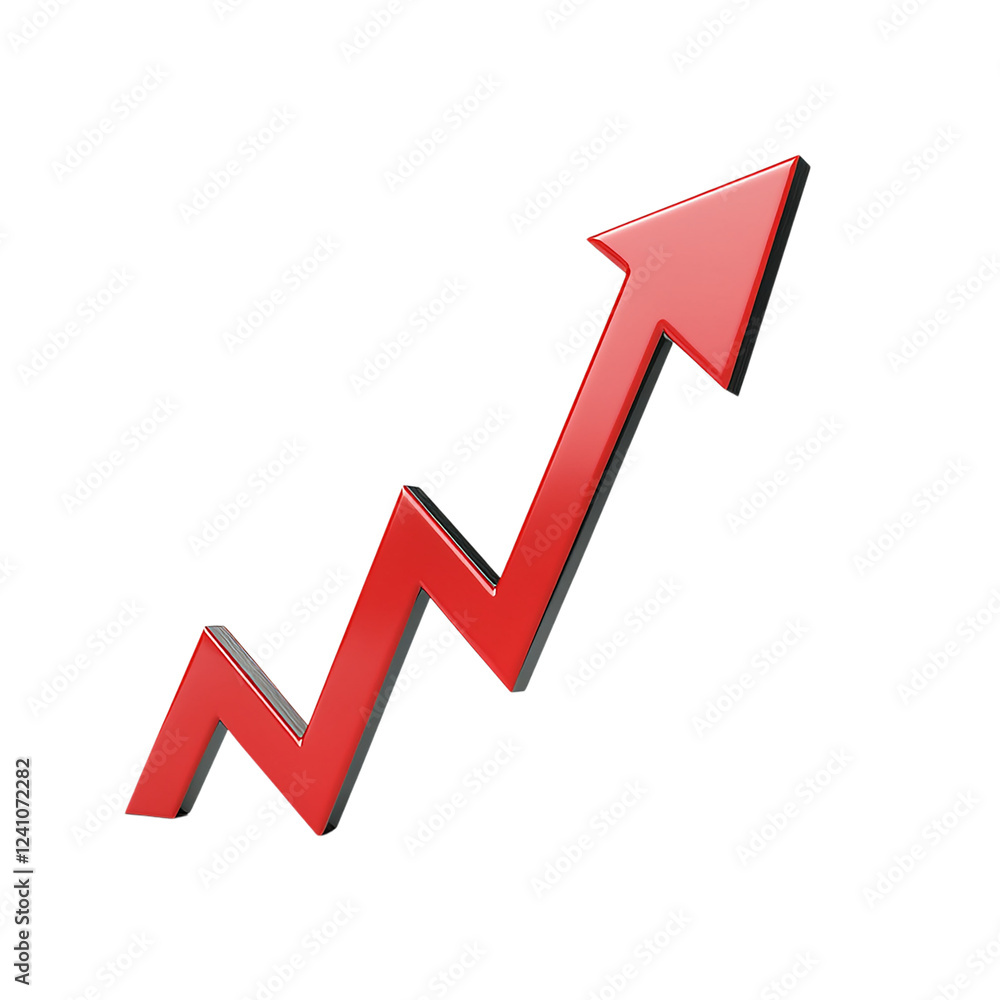 Red 3D Arrow Growth Chart Upward Trend Success Business Financial Graphic Design Element Abstract Shiny Red Arrow Rising on transparent background data icon Red 3D Arrow Growth Chart Upward Trend Success Business Financial Graphic Design Element Abstract Shiny Red Arrow Rising on transparent background data icon
