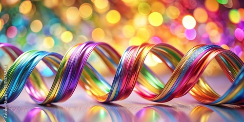 Elegant Serpentine Streamers with Bokeh Background - Abstract Festive Decoration