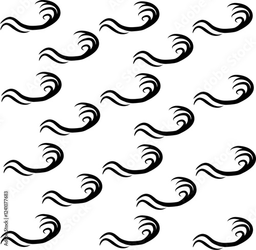 Icon of wave style design. Editable stroke with various design shapes, with a hand drawn black outline style for ocean related-themes, aquatic design and surf logo