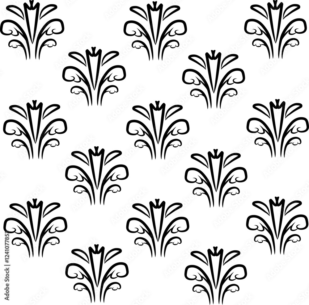 Icon of plant design. Editable stroke with various design shapes, with a hand drawn black outline style for textile design, wallpaper, artistic background,vintage style illustration, and logo design Icon of plant design. Editable stroke with various design shapes, with a hand drawn black outline style for textile design, wallpaper, artistic background,vintage style illustration, and logo design