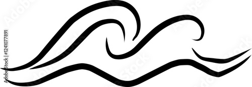 Icon of wave style design. Editable stroke with various design shapes, with a hand drawn black outline style for ocean related-themes, aquatic design and surf logo