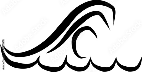 Icon of wave style design. Editable stroke with various design shapes, with a hand drawn black outline style for ocean related-themes, aquatic design and surf logo