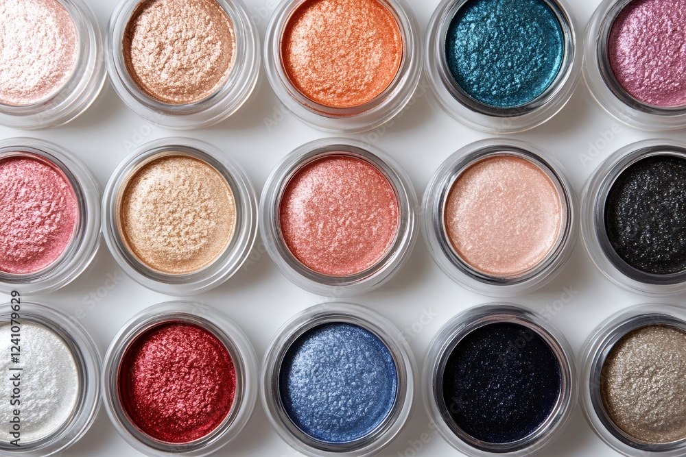 Colorful eye shadow palette showing variety of vibrant colors for makeup Colorful eye shadow palette showing variety of vibrant colors for makeup