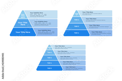 3 up to 5 Steps Pyramid Infographic with Editable Text for Business Presentation, Poster, Banner and Booklet.