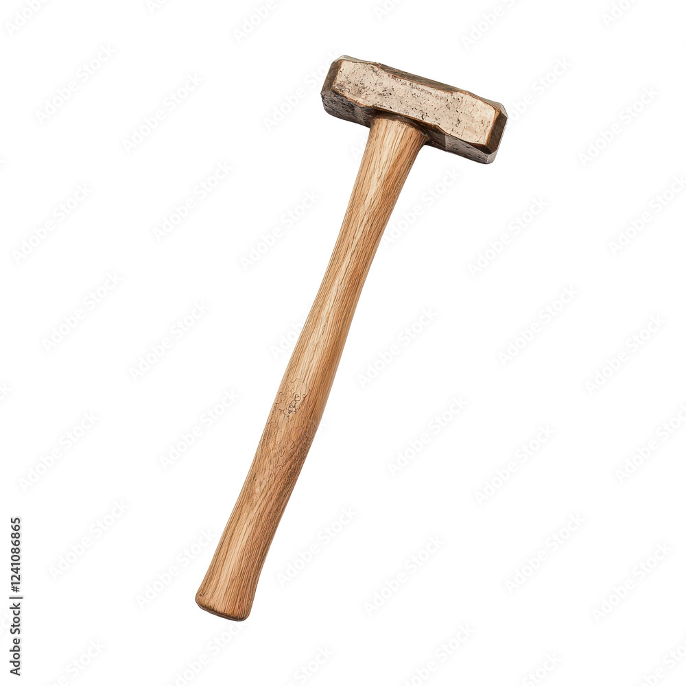 Heavy wooden mallet for industrial and crafting tasks with a sturdy handle. Heavy wooden mallet for industrial and crafting tasks with a sturdy handle.