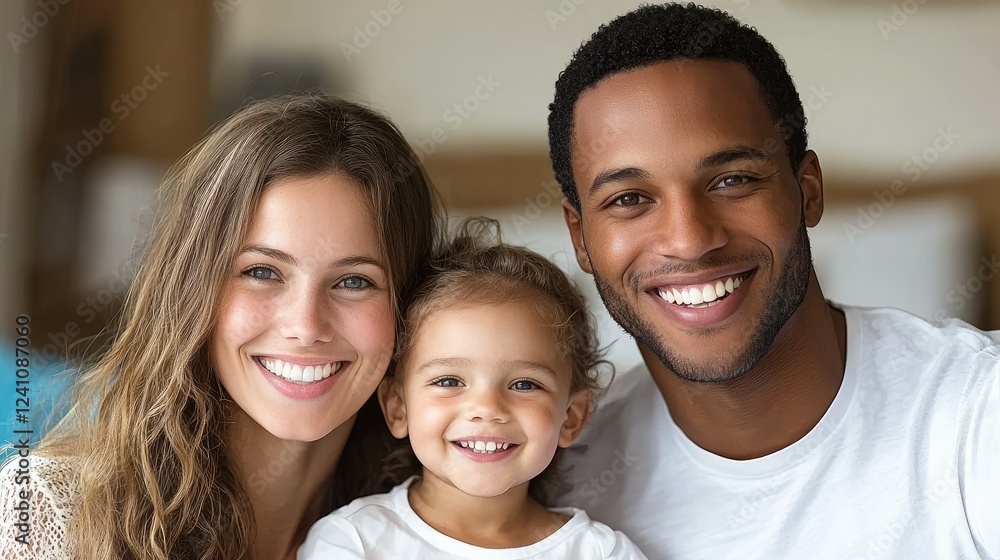 Happy Family Portrait Smiling Together At Home Happy Family Portrait Smiling Together At Home