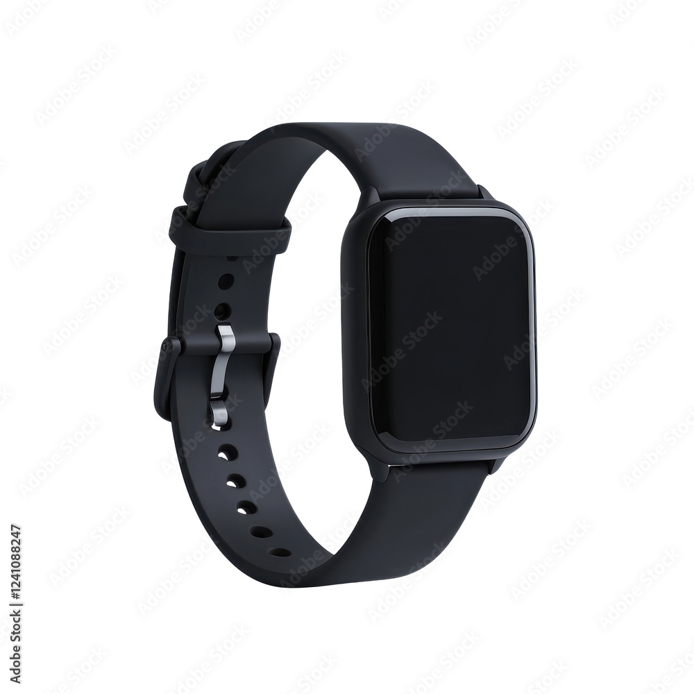 Sleek black smartwatch designed for modern, active lifestyles. Sleek black smartwatch designed for modern, active lifestyles.