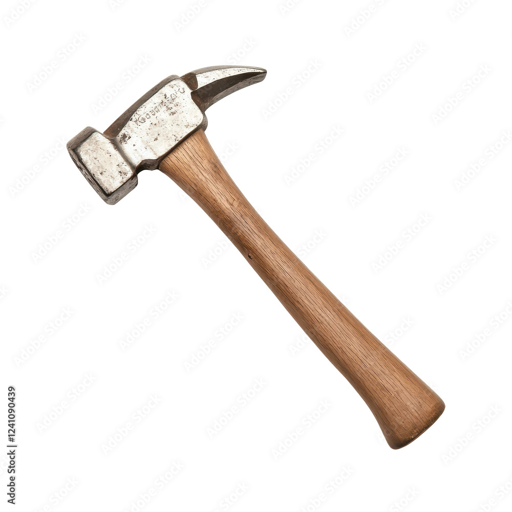 A classic hammer with a wooden handle, essential for construction and repairs. A classic hammer with a wooden handle, essential for construction and repairs.