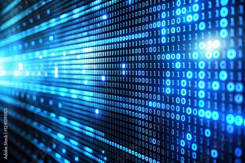 Wallpaper Mural Glowing Blue Binary Code Data Protection: Secure Online Technology Background Torontodigital.ca