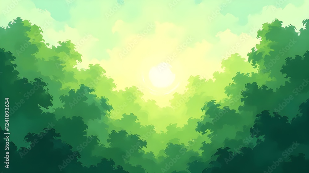 Fototapeta premium Green and sunny forest