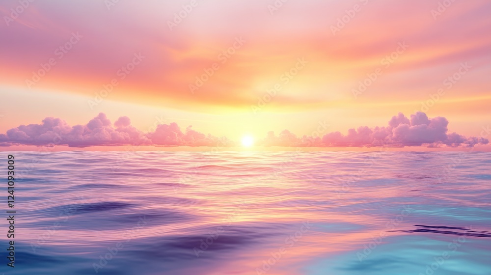 Fototapeta premium Tranquil Waterways Under Vibrant Golden Hour Lighting