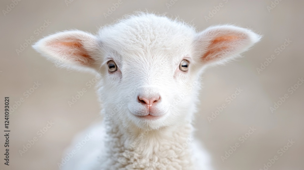 Adorable lamb portrait, farm background, springtime Adorable lamb portrait, farm background, springtime
