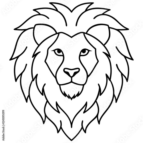 Elegant Lion Head Line Drawing Vector photo