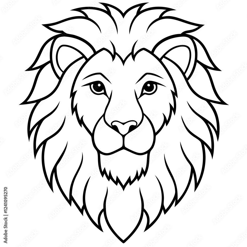 Fototapeta premium Elegant Lion Head Line Drawing Vector
