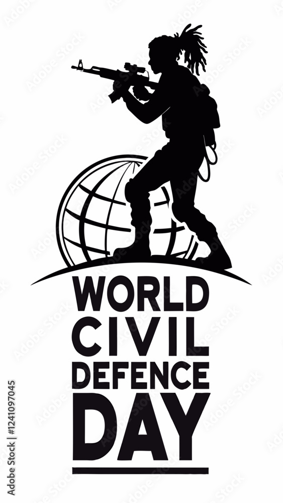 Naklejka premium world civil defence day ,Military Tribute: Strength and Unity