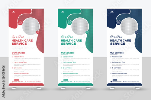Vector medical and health clinic roll up banner design