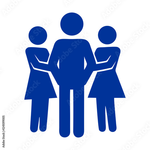 Vector icon of three people connecting, teamwork concept, collaboration, partnership design