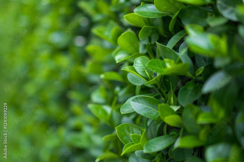 A compact hedge with rich green leaves creating a natural wall, offering a lush, background perfect for outdoor scenes, emphasizing uniform foliage and fresh greenery in a serene environment. A compact hedge with rich green leaves creating a natural wall, offering a lush, background perfect for outdoor scenes, emphasizing uniform foliage and fresh greenery in a serene environment.