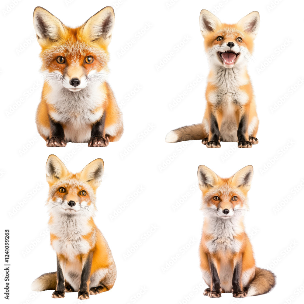 Obraz premium Fox isolated on a white background. Collection Png.