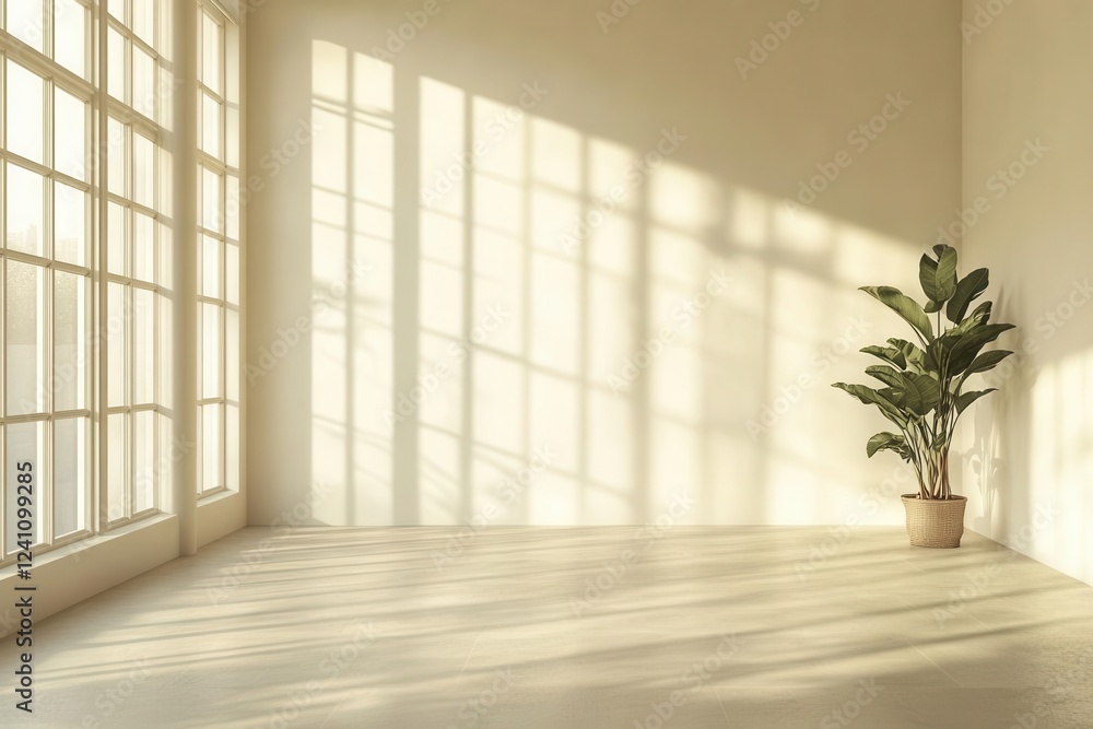 empty room flooded with natural light, creating a clean canvas for mock-up designs, featuring minimalist decor and soft shadows enhancing the airy atmosphere empty room flooded with natural light, creating a clean canvas for mock-up designs, featuring minimalist decor and soft shadows enhancing the airy atmosphere