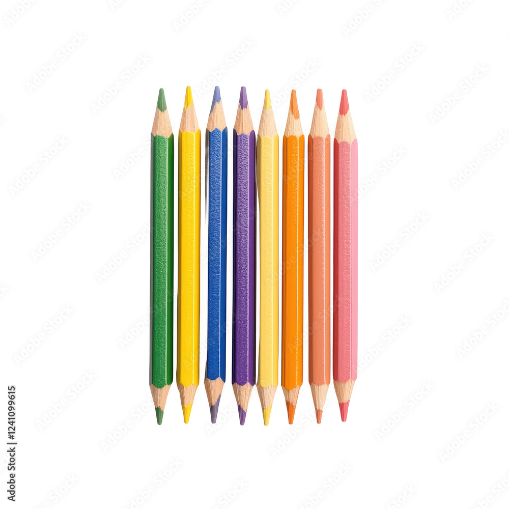 Fototapeta premium Colorful pencils arranged neatly, perfect for creative projects and education.