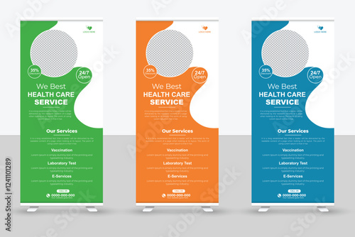 Medical unique roll up banner vector templates