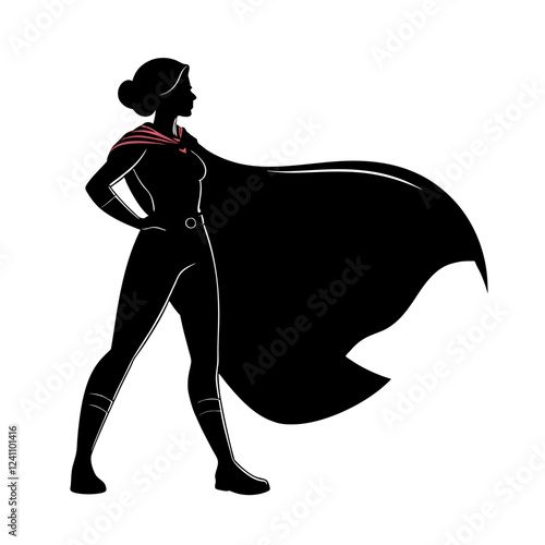 Female Superhero Silhouette on white background